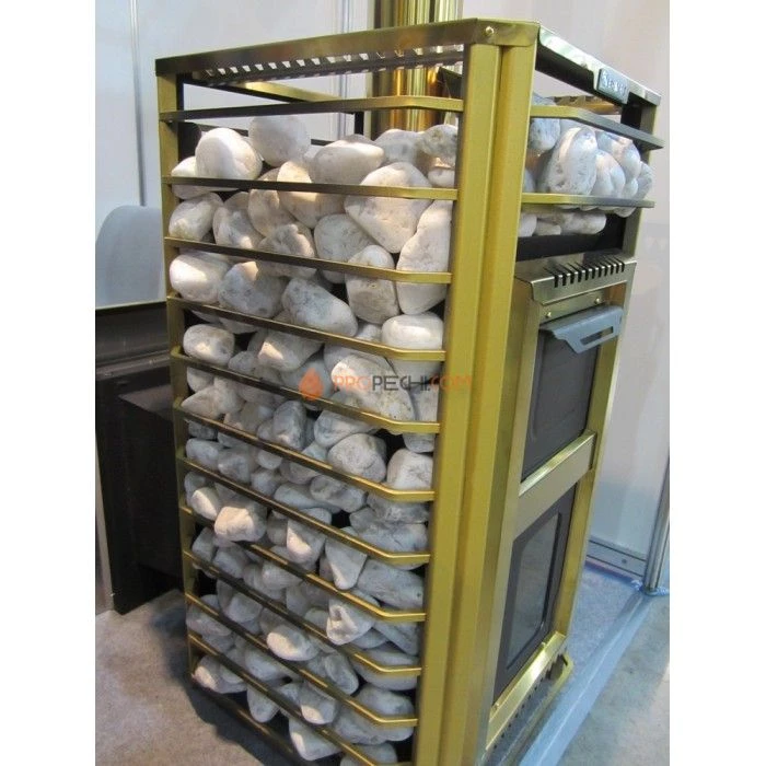 Дровяная печь для бани Ермак 30 Сетка-Люкс GOLD (нержавейка)