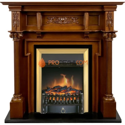 Каминокомплект Royal Flame Oxford - Орех с очагом Fobos FX Brass