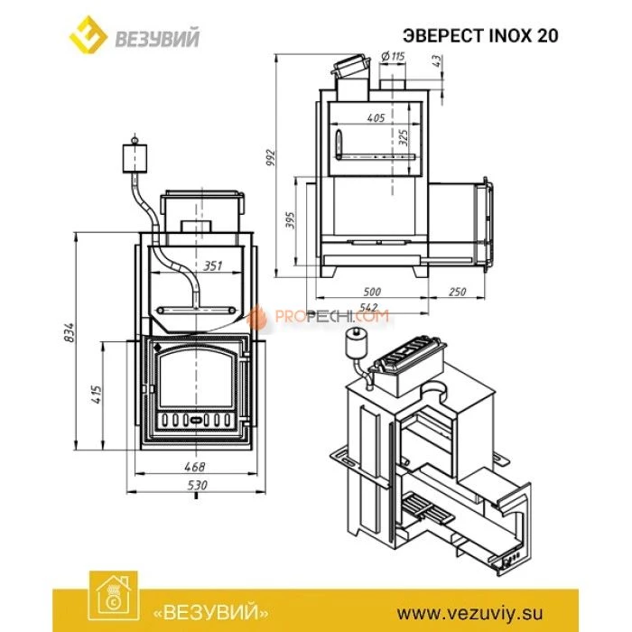 Дровяная печь для бани Эверест INOX 20 (280)