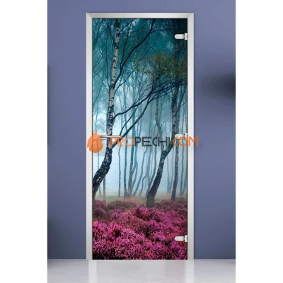 Стеклянная межкомнатная дверь DoorWood с фотопечатью Forest-07, 2000х800 мм