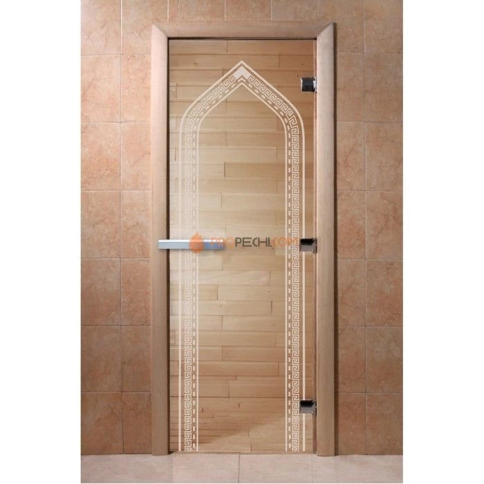 Дверь для бани DoorWood с рисунком Арка Прозрачная, 2000x800 мм