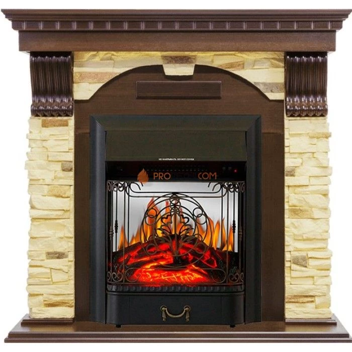 Каминокомплект Royal Flame Dublin - Темный дуб / Сланец с очагом Majestic FX M Black