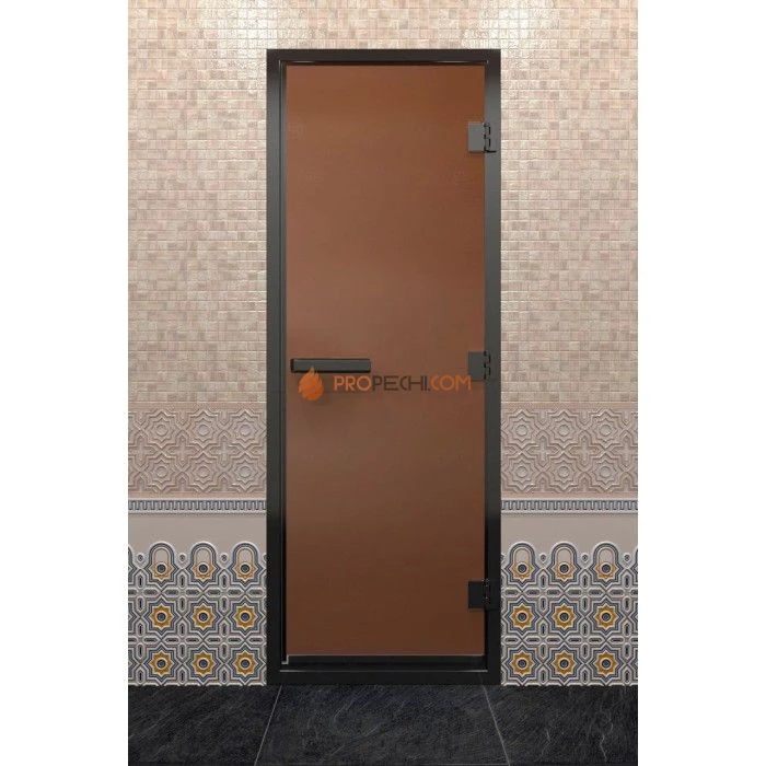 Дверь для хамама DoorWood Черный профиль Бронза матовая, 1900х700 мм