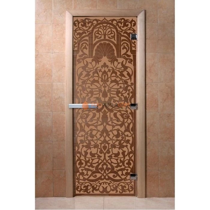 Дверь для бани DoorWood с рисунком Флоренция Бронза матовая, 2000x600 мм
