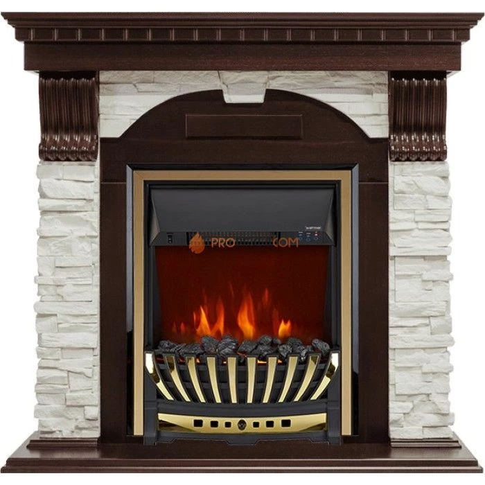 Каминокомплект Royal Flame Dublin угловой - Темный дуб / Сланец белый с очагом Aspen Gold
