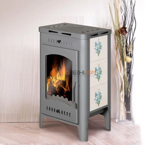 Печь-камин ЭкоКамин Бавария Оптима Незабудка