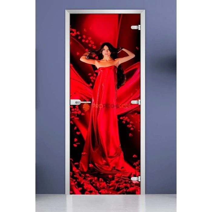 Стеклянная межкомнатная дверь DoorWood с фотопечатью Woman-08, 2000х700 мм