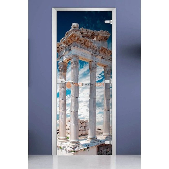 Стеклянная межкомнатная дверь DoorWood с фотопечатью City-14, 2000х600 мм