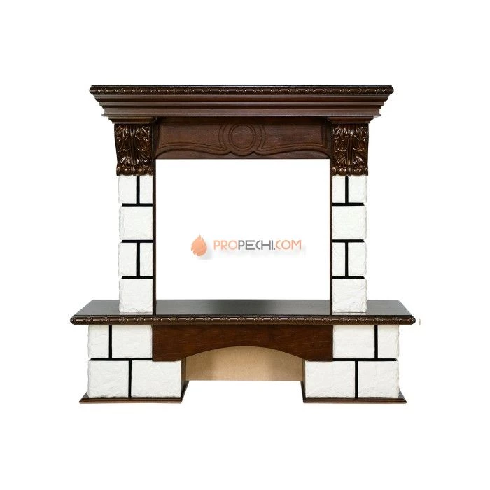Каминокомплект Royal Flame Pierre Luxe - Белый / Темный дуб с очагом Vision 23 EF LED 3D FX