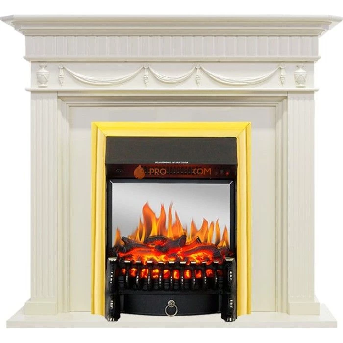 Каминокомплект Royal Flame Corfu - Слоновая кость с очагом Fobos FX M Brass