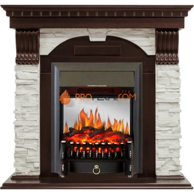Каминокомплект Royal Flame Dublin угловой - Темный дуб / Сланец белый с очагом Fobos FX M Black
