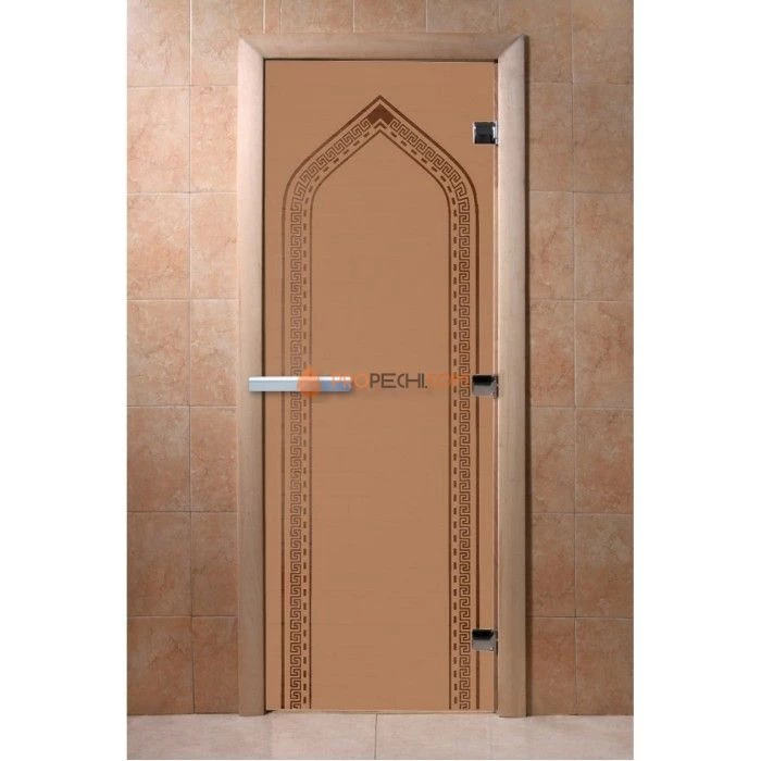 Дверь для бани DoorWood с рисунком Арка Бронза матовая, 2000x900 мм