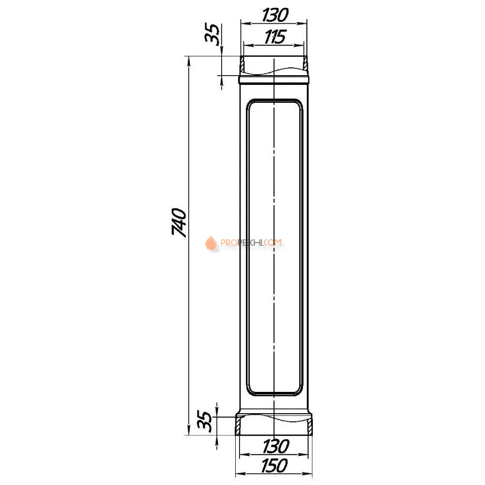 Стартовый дымоход D 115 L 740 (цв. серый)