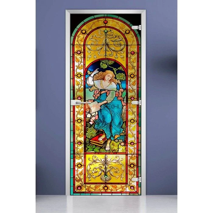 Стеклянная межкомнатная дверь DoorWood с фотопечатью Stained Glass-19, 2000х600 мм