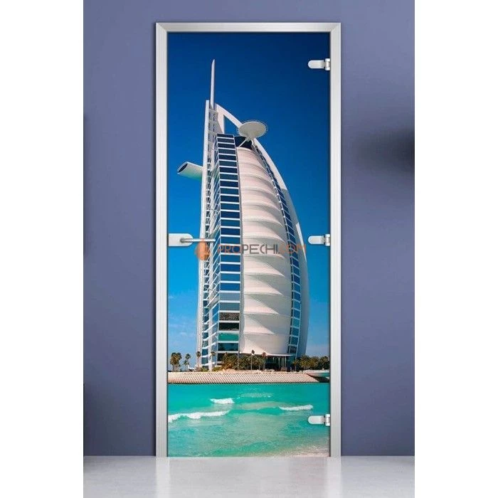 Стеклянная межкомнатная дверь DoorWood с фотопечатью City-02, 2000х700 мм