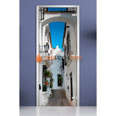 Стеклянная межкомнатная дверь DoorWood с фотопечатью City-01, 2000х800 мм