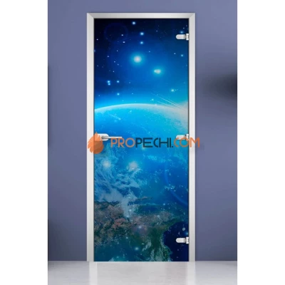 Стеклянная межкомнатная дверь DoorWood с фотопечатью Space-18, 2000х800 мм