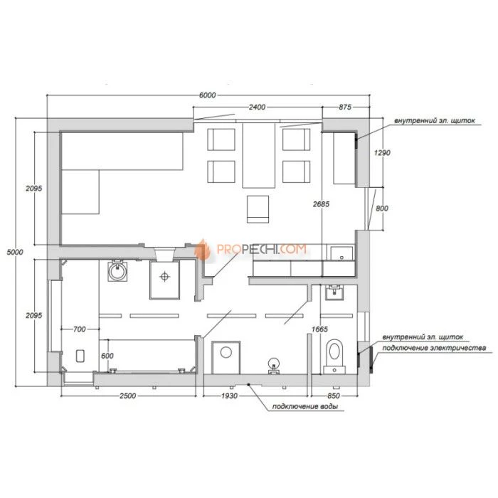 Каркасная двухмодульная баня Woodson 6х5 (утепление 150)