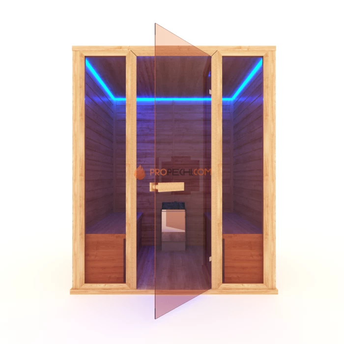 Финская сауна НКЗ 4-местная прямая 170x130x200 см, вход со стороны 170 см