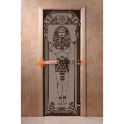 Дверь для бани DoorWood с рисунком Египет Черный жемчуг матовая, 1900x700 мм