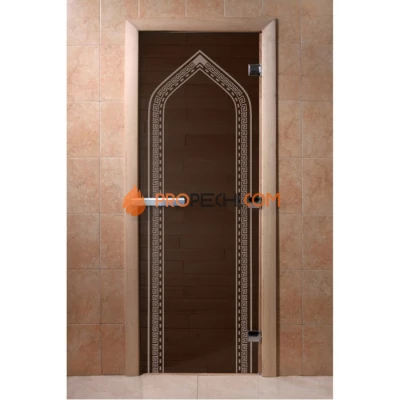 Дверь для бани DoorWood с рисунком Арка Графит, 2000x800 мм