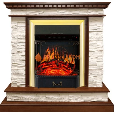 Каминокомплект Royal Flame Calgary - Дуб / Сланец белый с очагом Majestic FX Brass