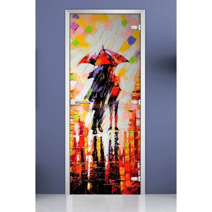 Стеклянная межкомнатная дверь DoorWood с фотопечатью Painting-14, 2000х800 мм
