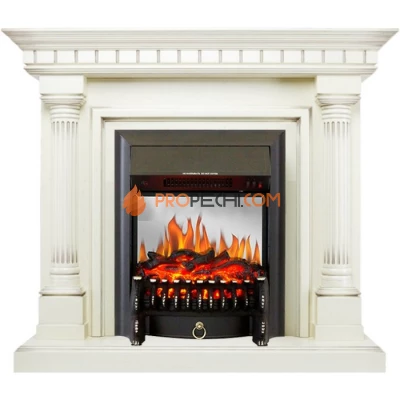 Каминокомплект Royal Flame Dallas - Слоновая кость с патиной с очагом Fobos FX M Black