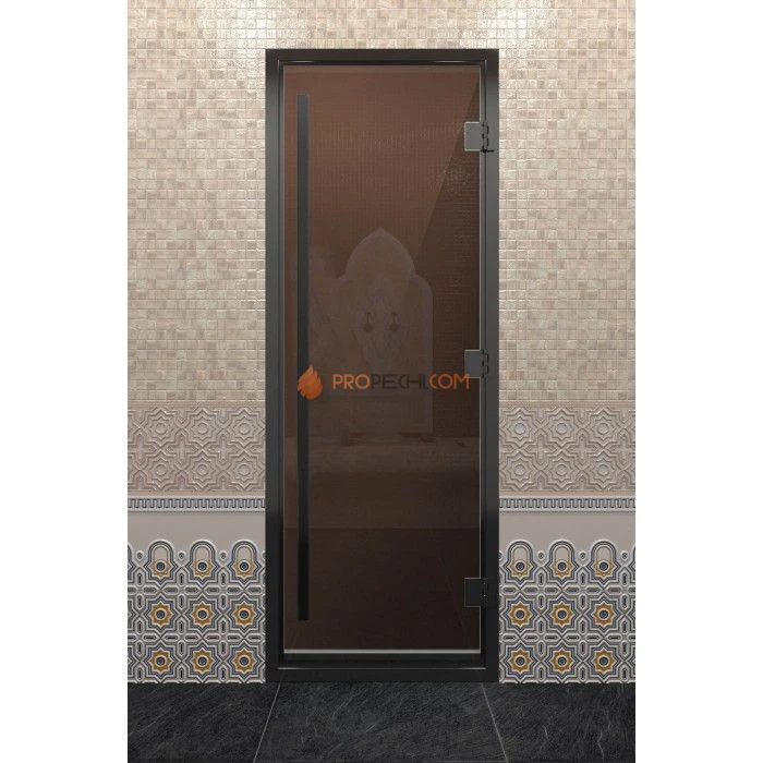 Дверь для хамама DoorWood Престиж Черный профиль Бронза, 2100х700 мм