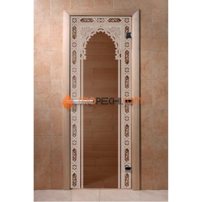 Дверь для бани DoorWood с рисунком Восточная арка Бронза, 2000x700 мм