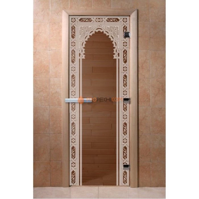 Дверь для бани DoorWood с рисунком Восточная арка Бронза, 2000x700 мм
