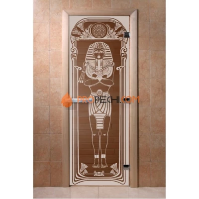 Дверь для бани DoorWood с рисунком Египет Бронза, 2100x700 мм
