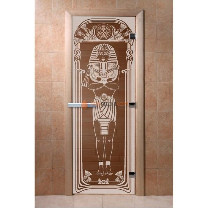 Дверь для бани DoorWood с рисунком Египет Бронза, 2100x700 мм