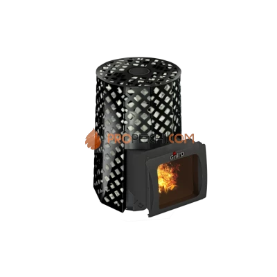 Дровяная банная печь Grill’D Violet Romb Short Window Max Pro (Камень колотый, 100 кг)