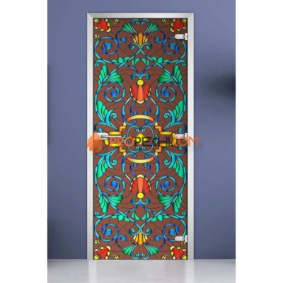 Стеклянная межкомнатная дверь DoorWood с фотопечатью Stained Glass-07, 2000х800 мм