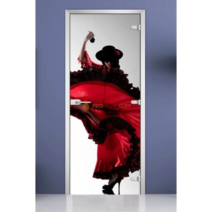 Стеклянная межкомнатная дверь DoorWood с фотопечатью Woman-11, 2000х600 мм