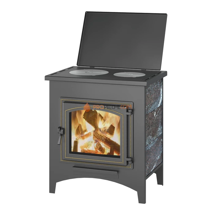 Печь-камин Везувий ПК-04 (240) с плитой амфиболит