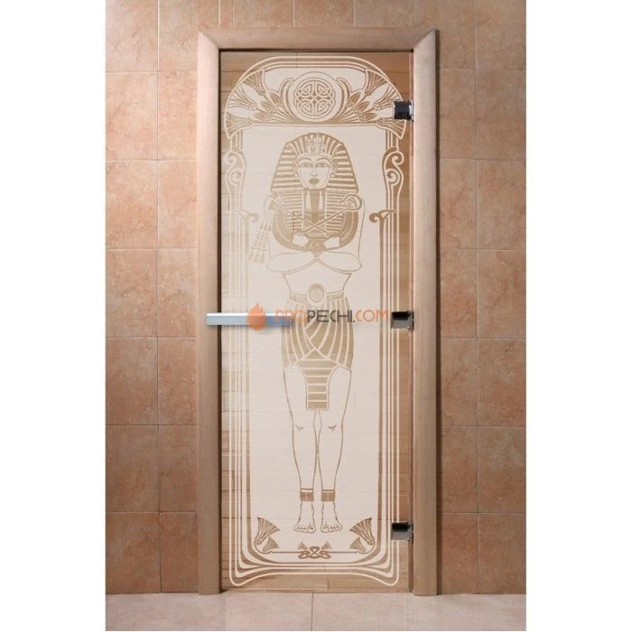Дверь для бани DoorWood с рисунком Египет Сатин, 2000x900 мм