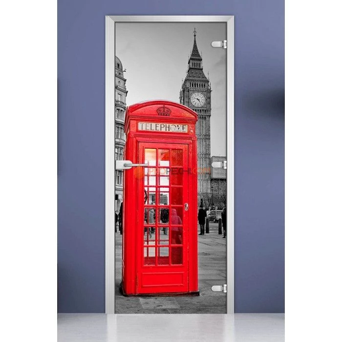 Стеклянная межкомнатная дверь DoorWood с фотопечатью City-13, 2000х600 мм