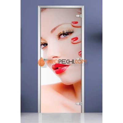 Стеклянная межкомнатная дверь DoorWood с фотопечатью Woman-16, 2000х800 мм