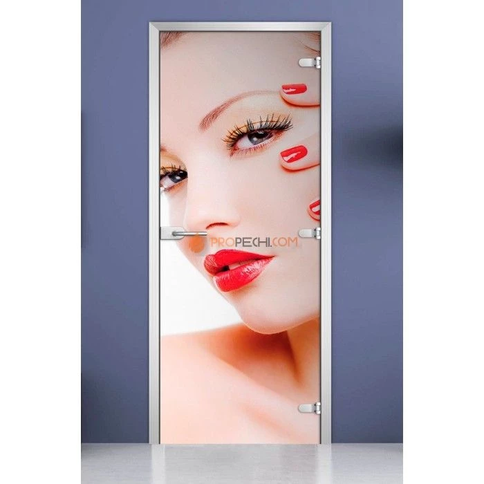Стеклянная межкомнатная дверь DoorWood с фотопечатью Woman-16, 2000х600 мм