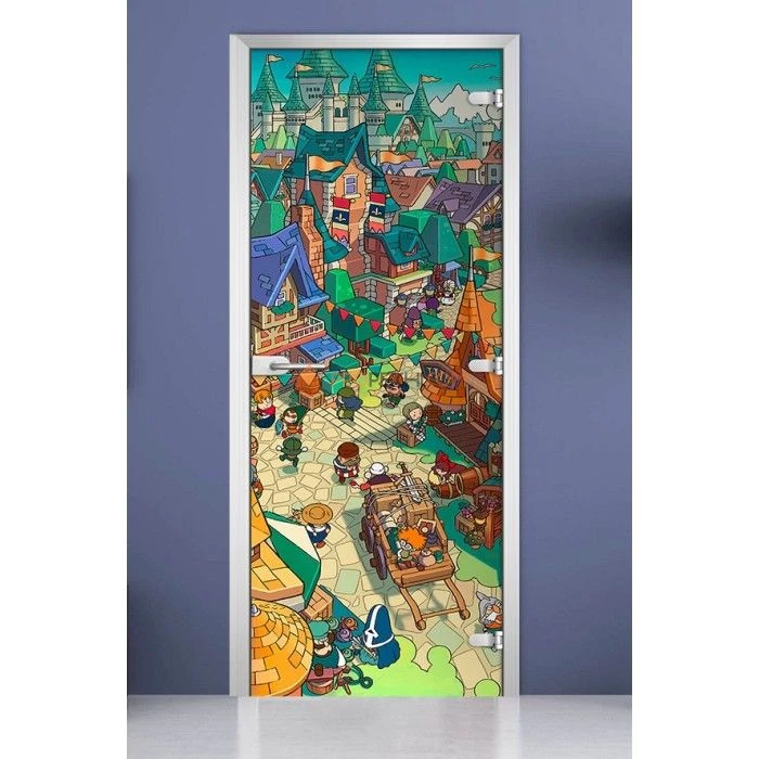 Стеклянная межкомнатная дверь DoorWood с фотопечатью Kids-18, 2000х700 мм