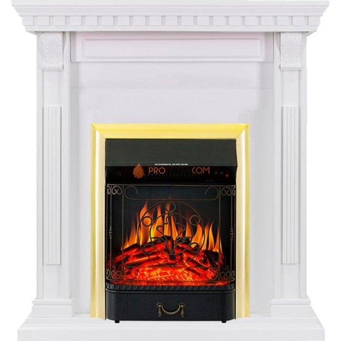 Каминокомплект Royal Flame Orlean - Белый с очагом Majestic FX Brass