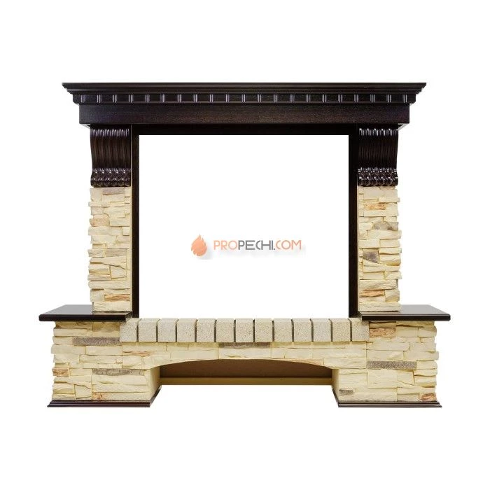 Каминокомплект Royal Flame Pierre Luxe - Темный дуб / Сланец (Высота 1320 мм) с очагом Jupiter FX New