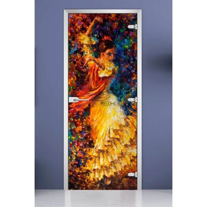 Стеклянная межкомнатная дверь DoorWood с фотопечатью Painting-18, 2000х700 мм