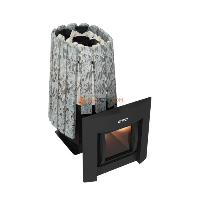 Дровяная банная печь Grill’D Cometa 350 Vega Window Max Stone Pro (Серпентинит)