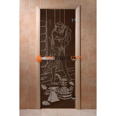 Дверь для бани DoorWood с рисунком Дженифер Черный жемчуг, 2000x800 мм