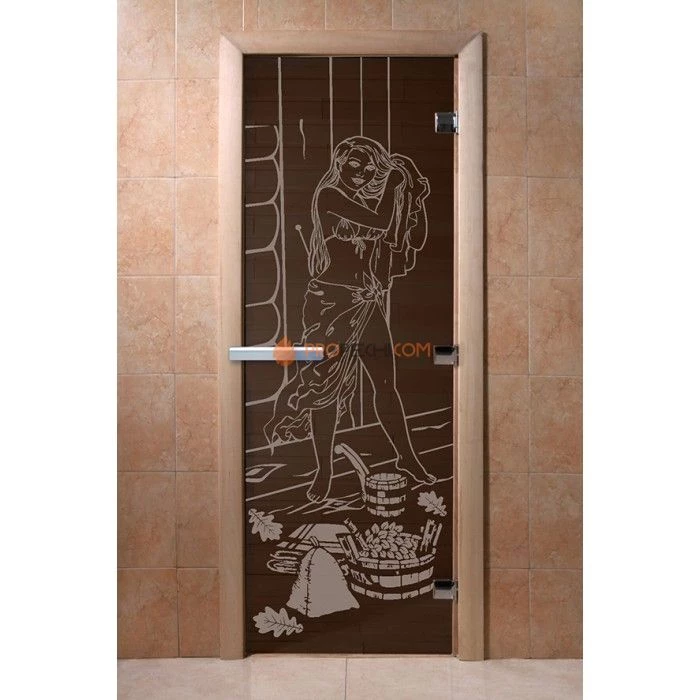 Дверь для бани DoorWood с рисунком Дженифер Черный жемчуг, 2000x800 мм