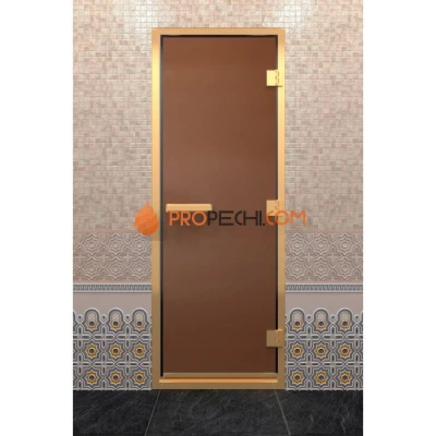 Дверь для хамама DoorWood Золотой профиль Бронза матовая, 2000х700 мм
