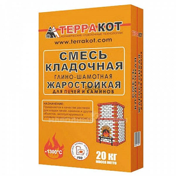 Смесь сухая кладочная глино-шамотная 20 кг.